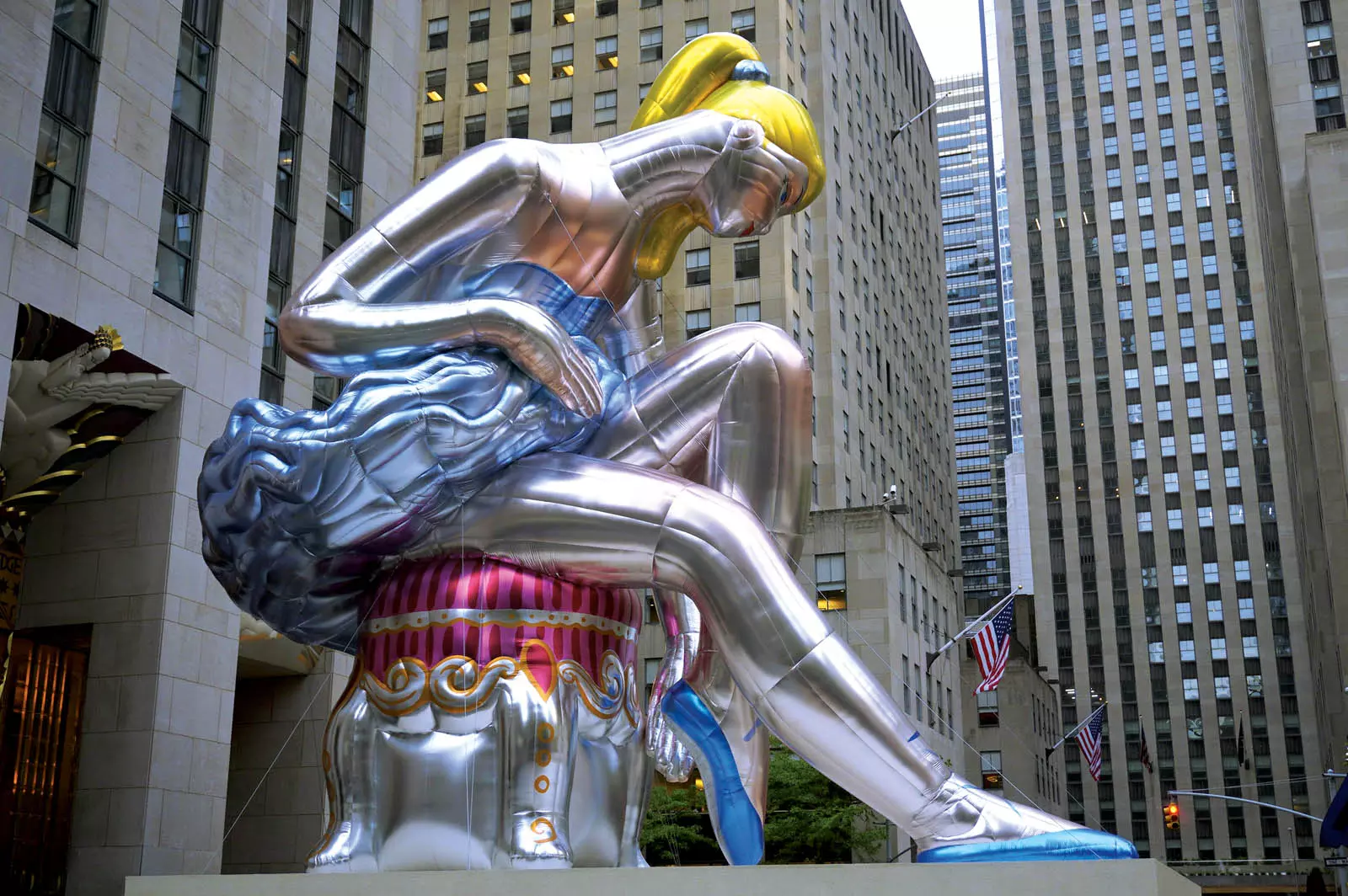 Giant Inflatable Seated Ballerina Art Installation by Jeff Koons