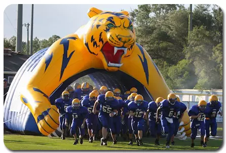 Bay High School's Inflatable Tiger Sports Tunnel at Football Game