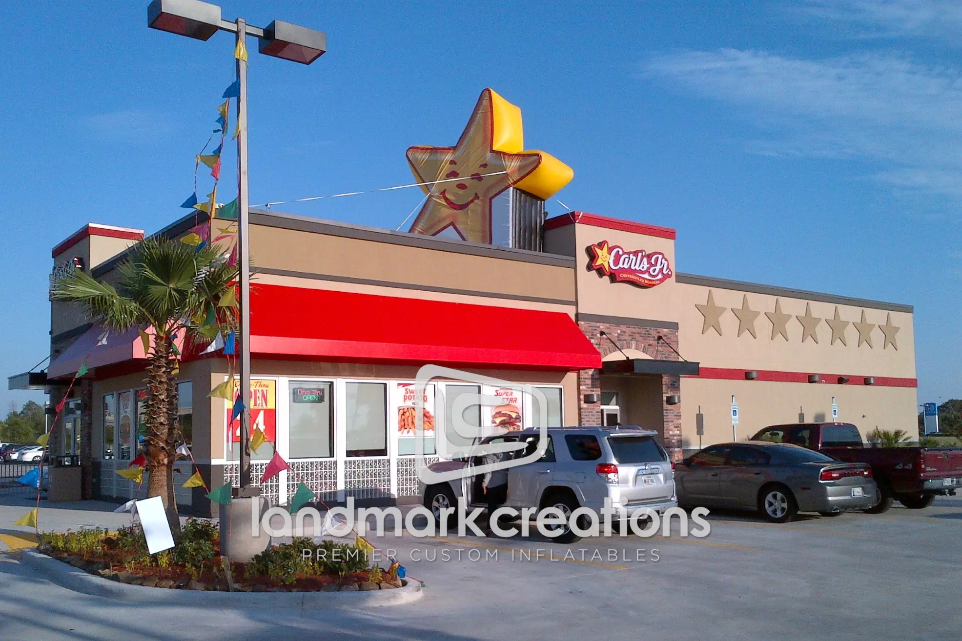 Carl's Jr. Inflatable Happy Star Billboard on Franchise Rooftop
